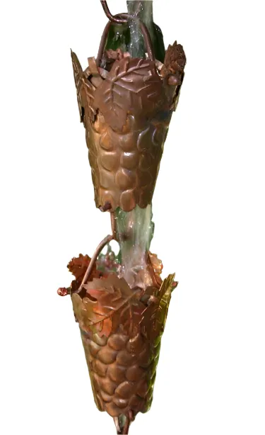 Grapevines Rain Chain - 8.5ft Copper Decorative Downspout Alternative