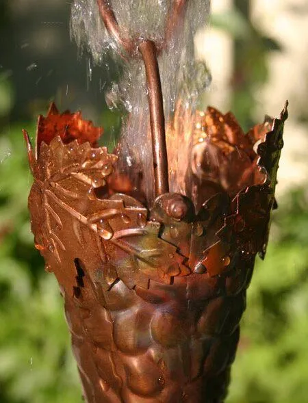 Grapevines Rain Chain - 8.5ft Copper Decorative Downspout Alternative