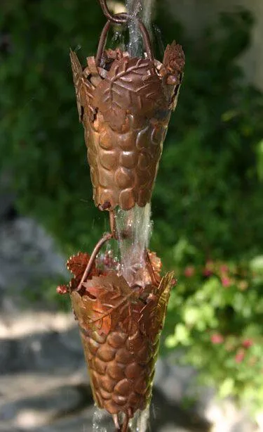 Grapevines Rain Chain - 8.5ft Copper Decorative Downspout Alternative