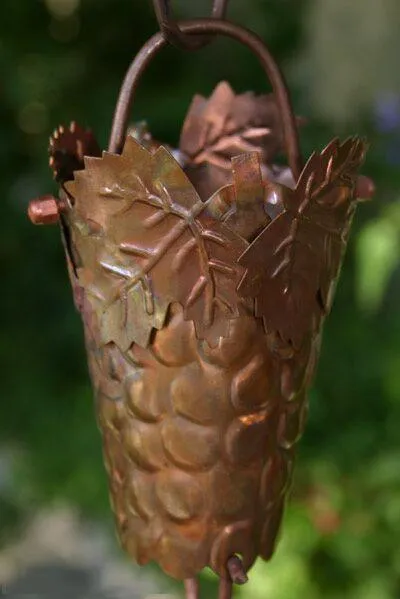 Grapevines Rain Chain - 8.5ft Copper Decorative Downspout Alternative