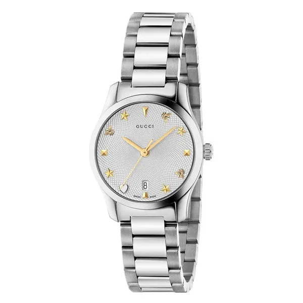 Gucci G-Timeless 27mm Silver Dial Quartz Ladies Watch