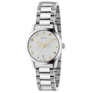 Gucci G-Timeless 27mm Silver Dial Stainless Steel Ladies Watch YA126572A