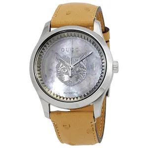 Gucci G-Timeless Automatic Transparent Mother of Pearl Dial Ladies Watch YA1264112