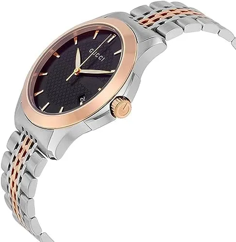 Gucci G Timeless Black Dial Two Tone Steel Strap Watch For Men - YA126410