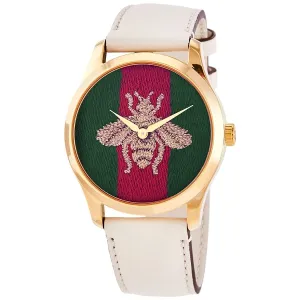 Gucci G-Timeless Quartz Green and Reb Web Nylon Dial Ladies Watch YA1264128