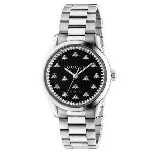 Gucci G-Timeless Stainless Steel 38mm Black Onyx Dial With Bees Automatic Watch YA1264130