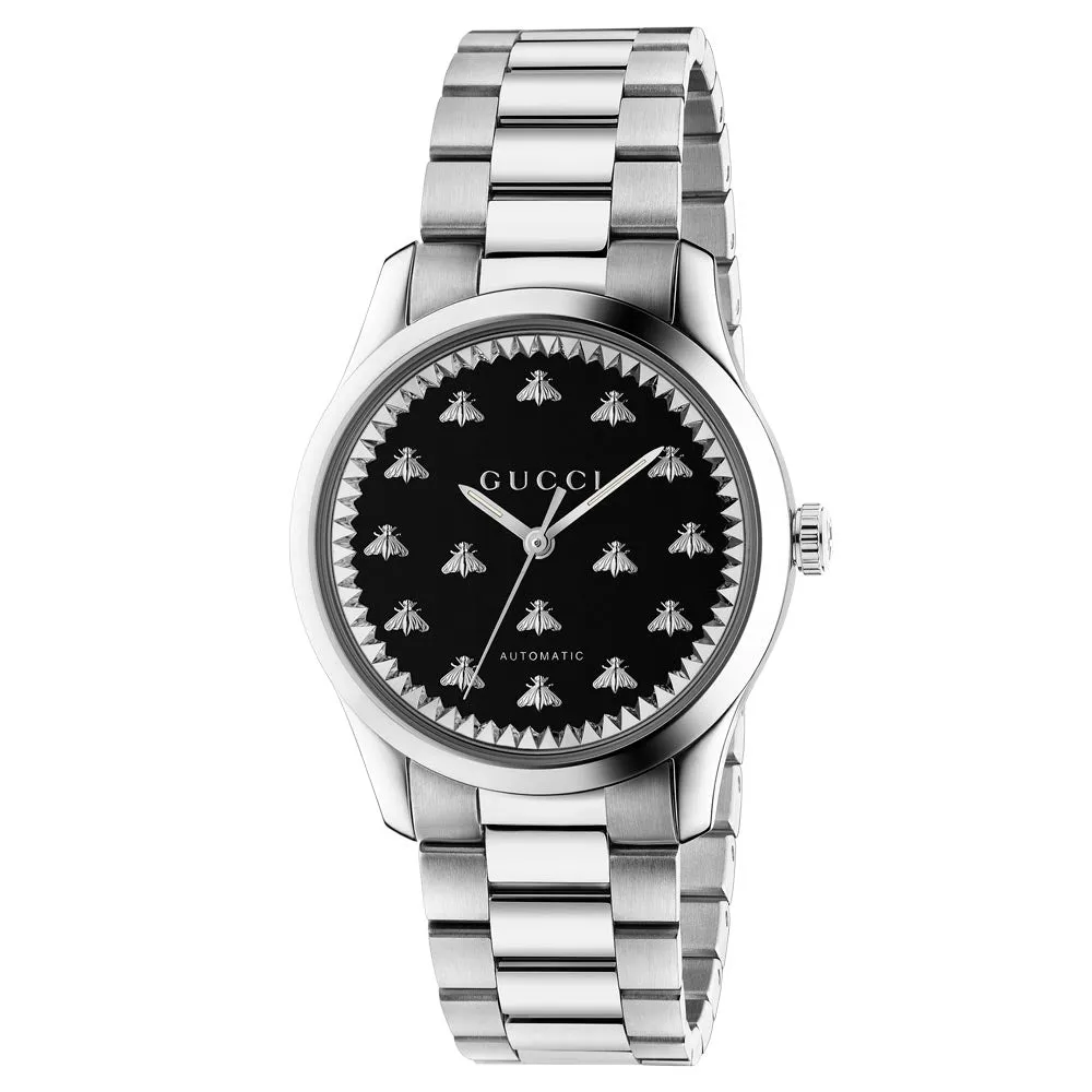 Gucci G-Timeless Stainless Steel 38mm Black Onyx Dial With Bees Automatic Watch YA1264130