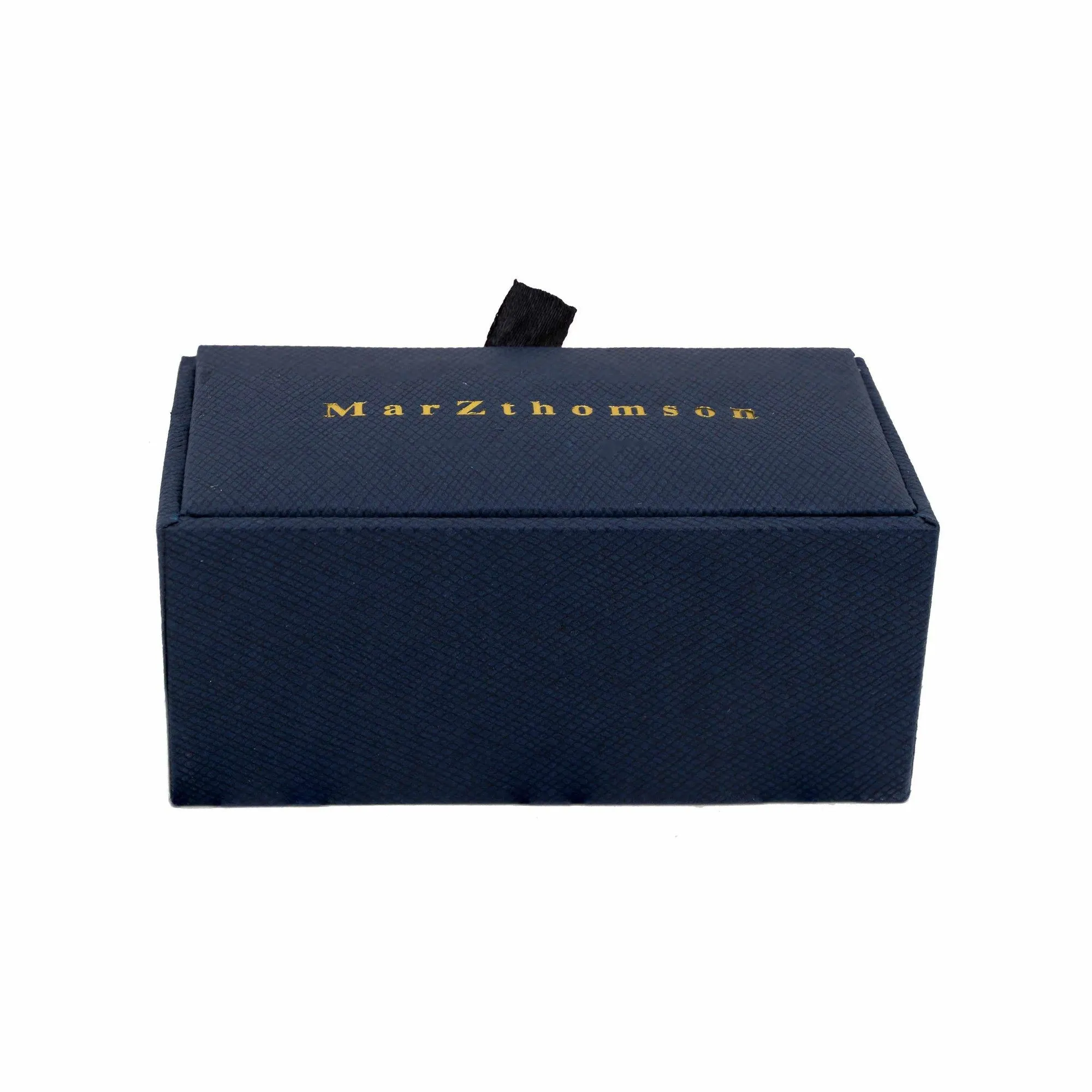Gunmetal Rectangle Cufflinks with Flower Design (Online Exclusive)
