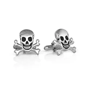 Handmade Sterling Silver Skull and Crossbones Cufflinks