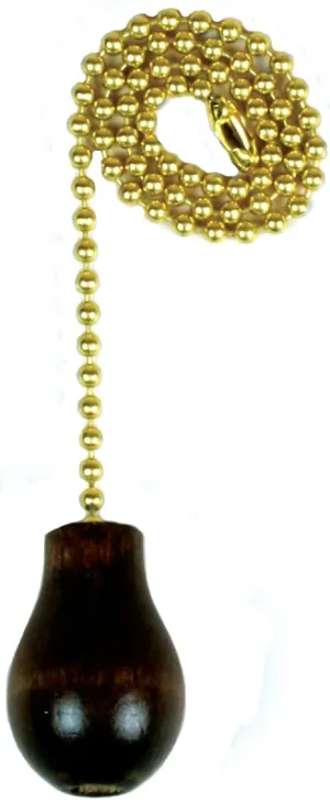 Jandorf 60318 Pull Chain, 12 in L Chain, Brass/Wood, Walnut :CD: QUANTITY: 1