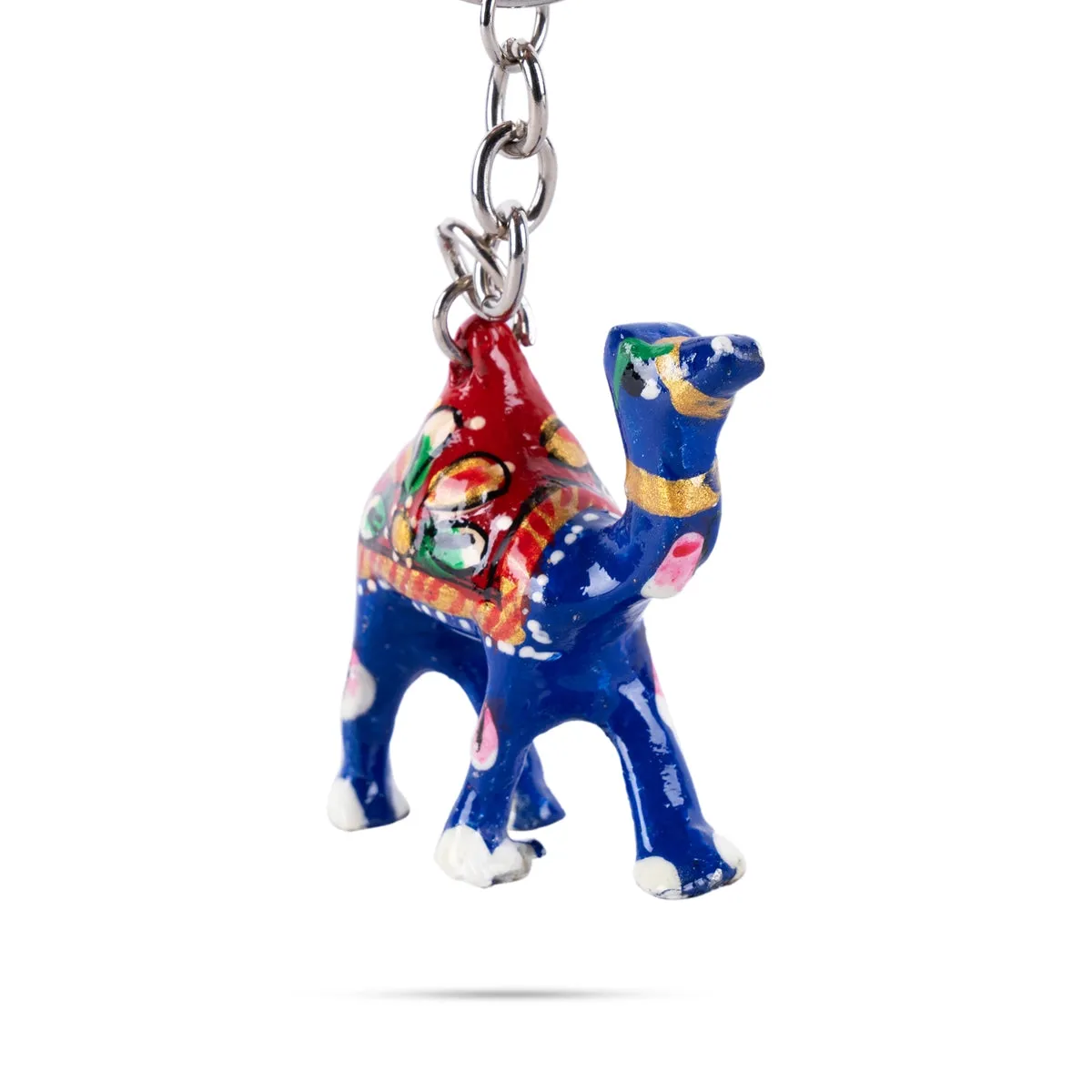 Key Chain - 2 x 2 Inches | Camel Design Key Ring/ Metal & Painted Key Holder for Car & Bike
