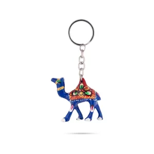 Key Chain - 2 x 2 Inches | Camel Design Key Ring/ Metal & Painted Key Holder for Car & Bike