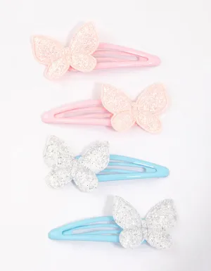 Kids Mixed Glitter Butterfly Hair Snaps 4-Pack