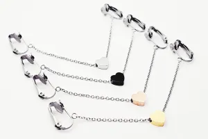 Labia Chain Dangle with Sliding Heart, Stainless Steel. Non Piercing Genital Jewelry