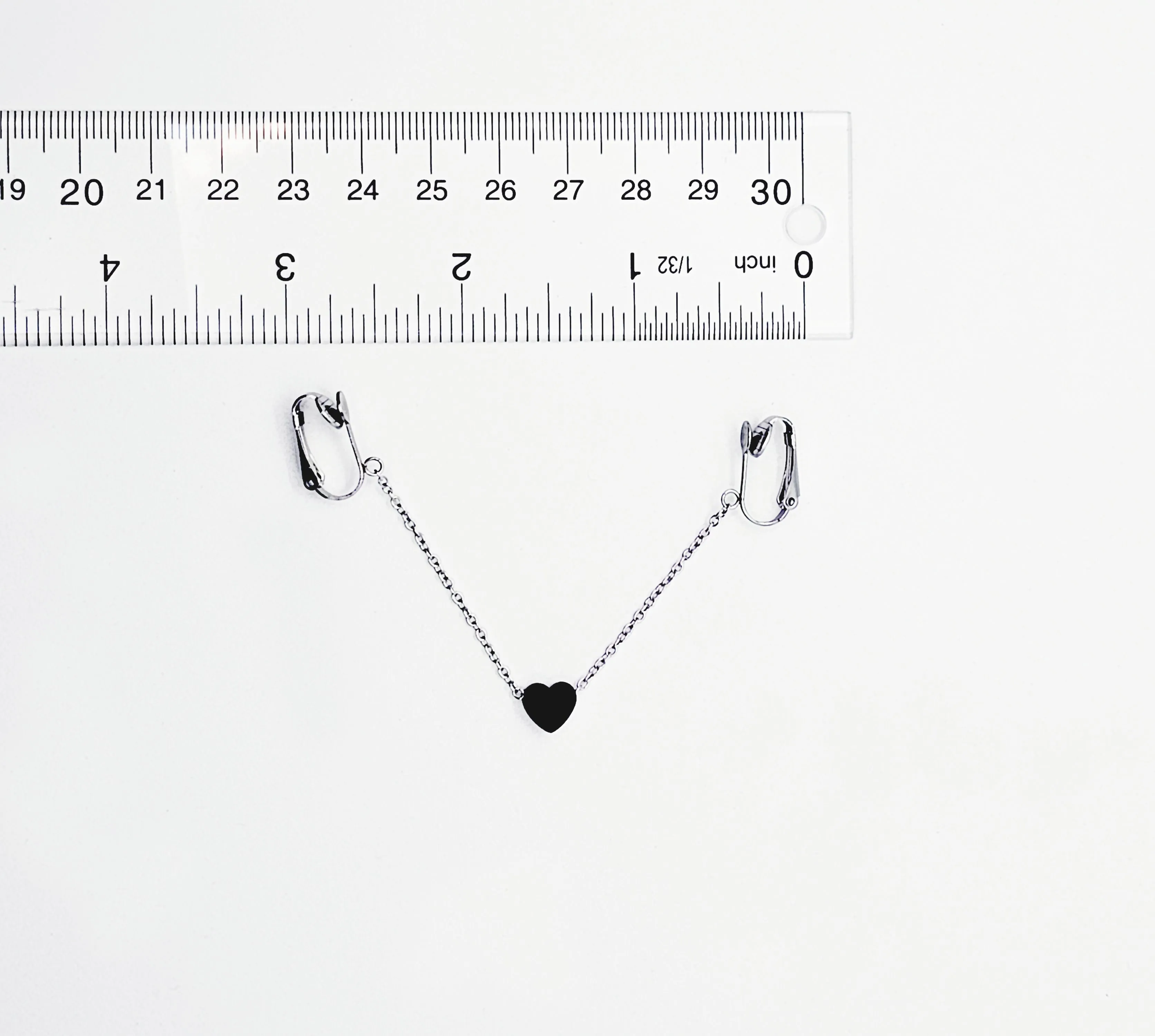 Labia Chain Dangle with Sliding Heart, Stainless Steel. Non Piercing Genital Jewelry