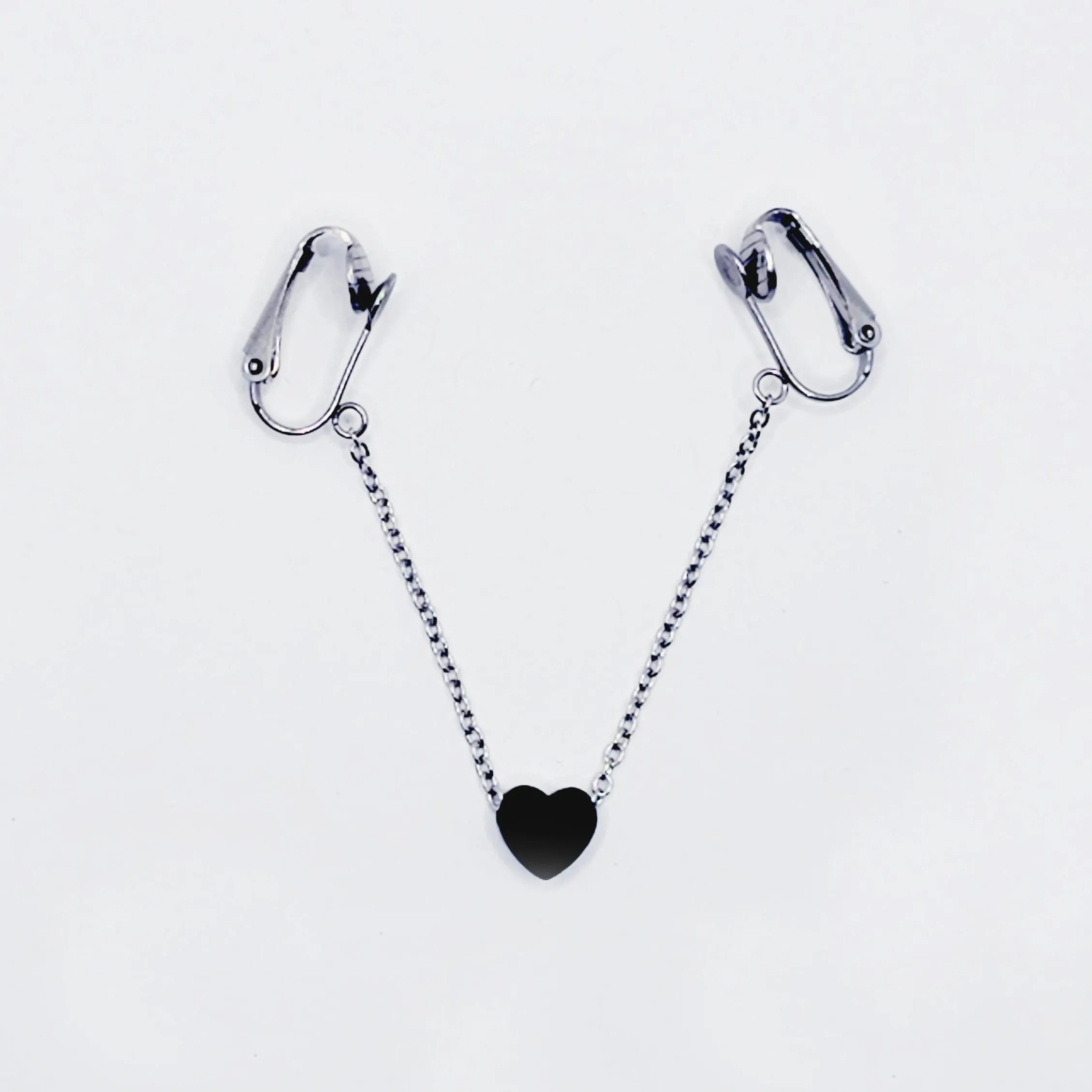 Labia Chain Dangle with Sliding Heart, Stainless Steel. Non Piercing Genital Jewelry