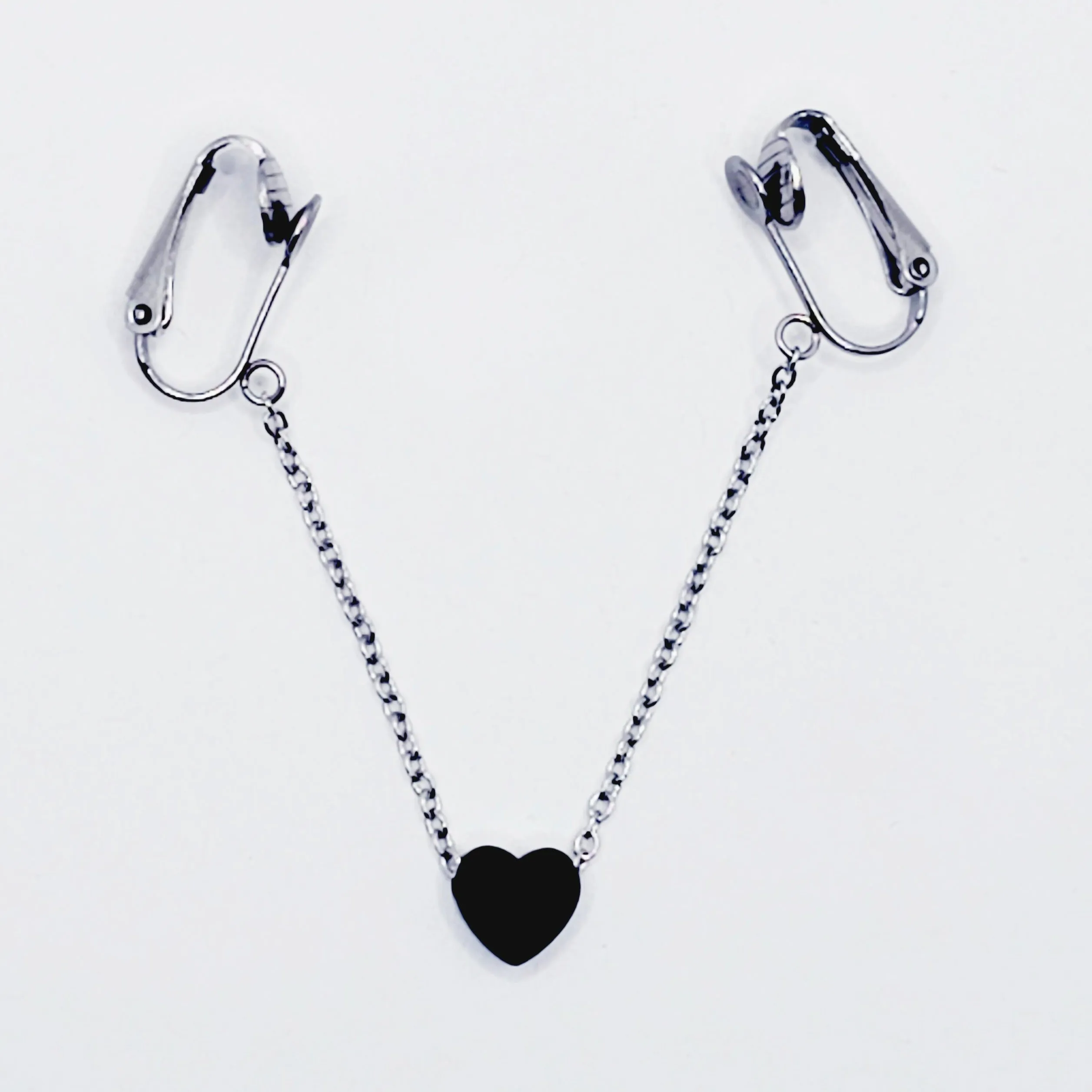 Labia Chain Dangle with Sliding Heart, Stainless Steel. Non Piercing Genital Jewelry