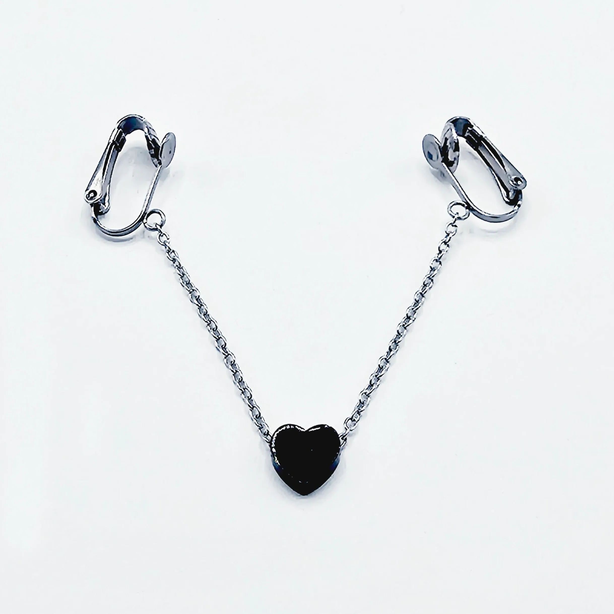 Labia Chain Dangle with Sliding Heart, Stainless Steel. Non Piercing Genital Jewelry