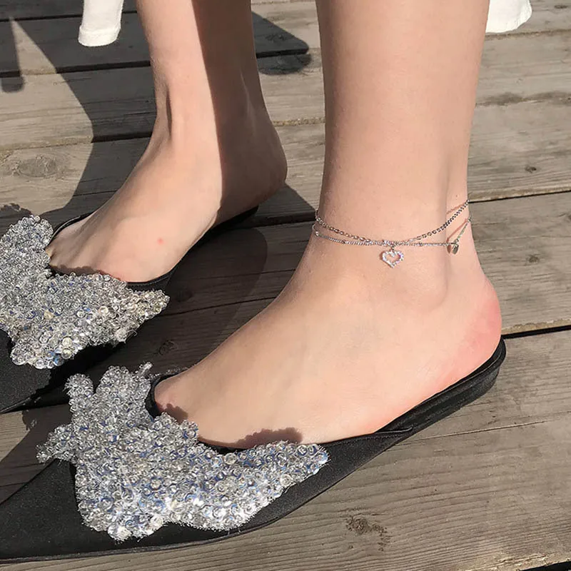 Love double layer niche design anklet