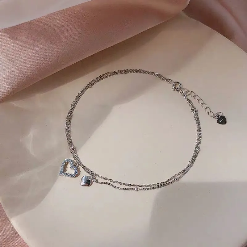 Love double layer niche design anklet