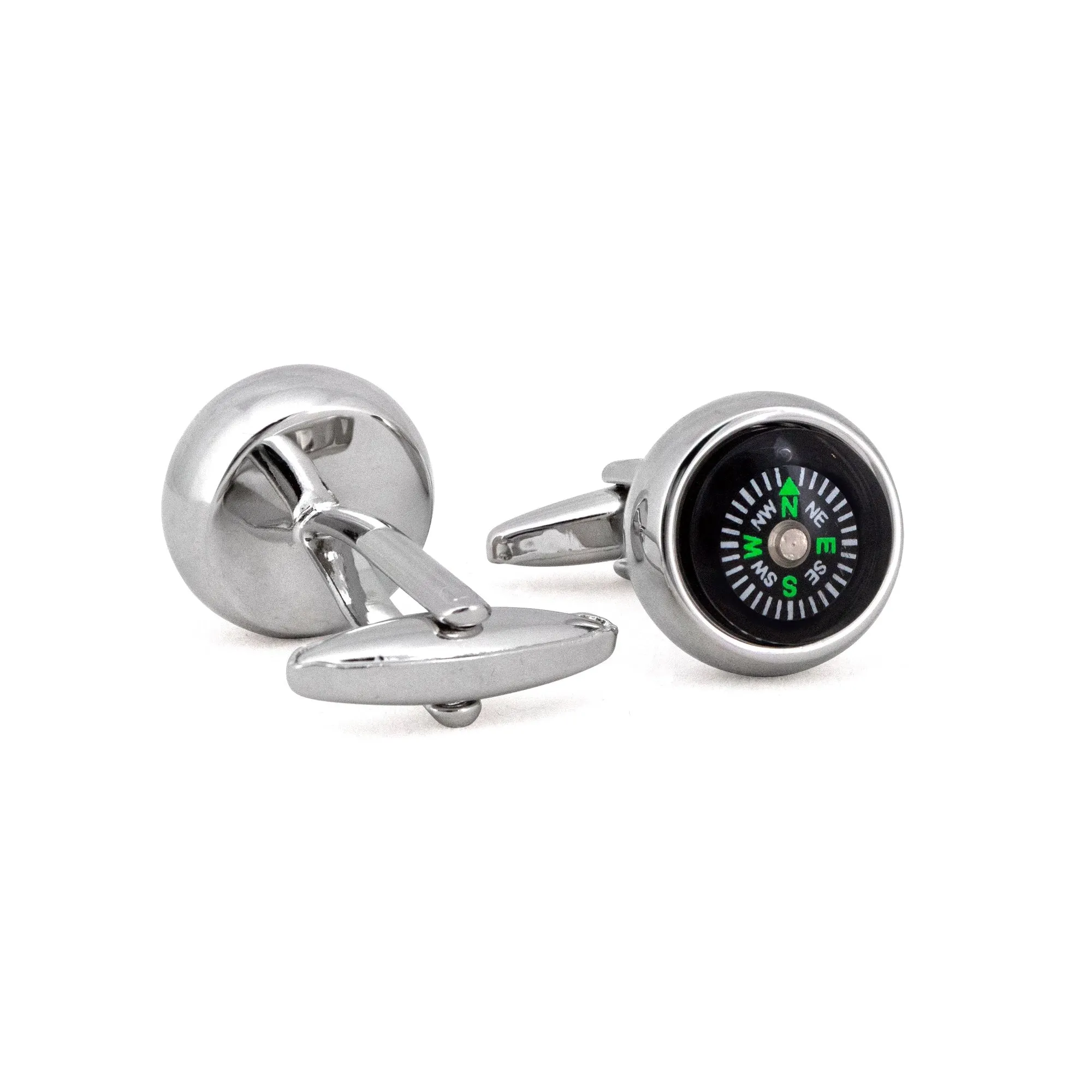 MarZthomson Compass Cufflinks Design Black Base white and Green word (Online Exclusive)