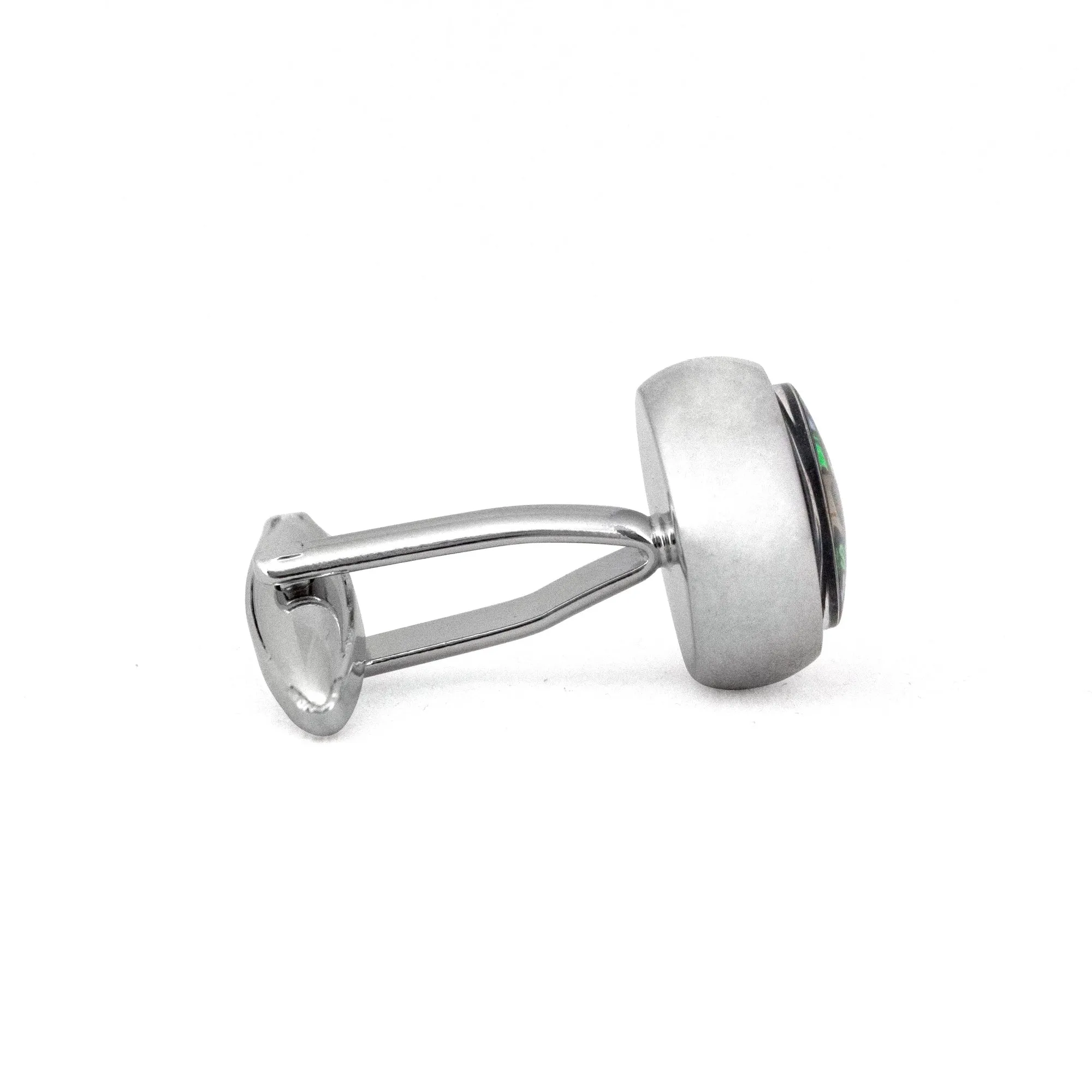 MarZthomson Compass Cufflinks Design Black Base white and Green word (Online Exclusive)