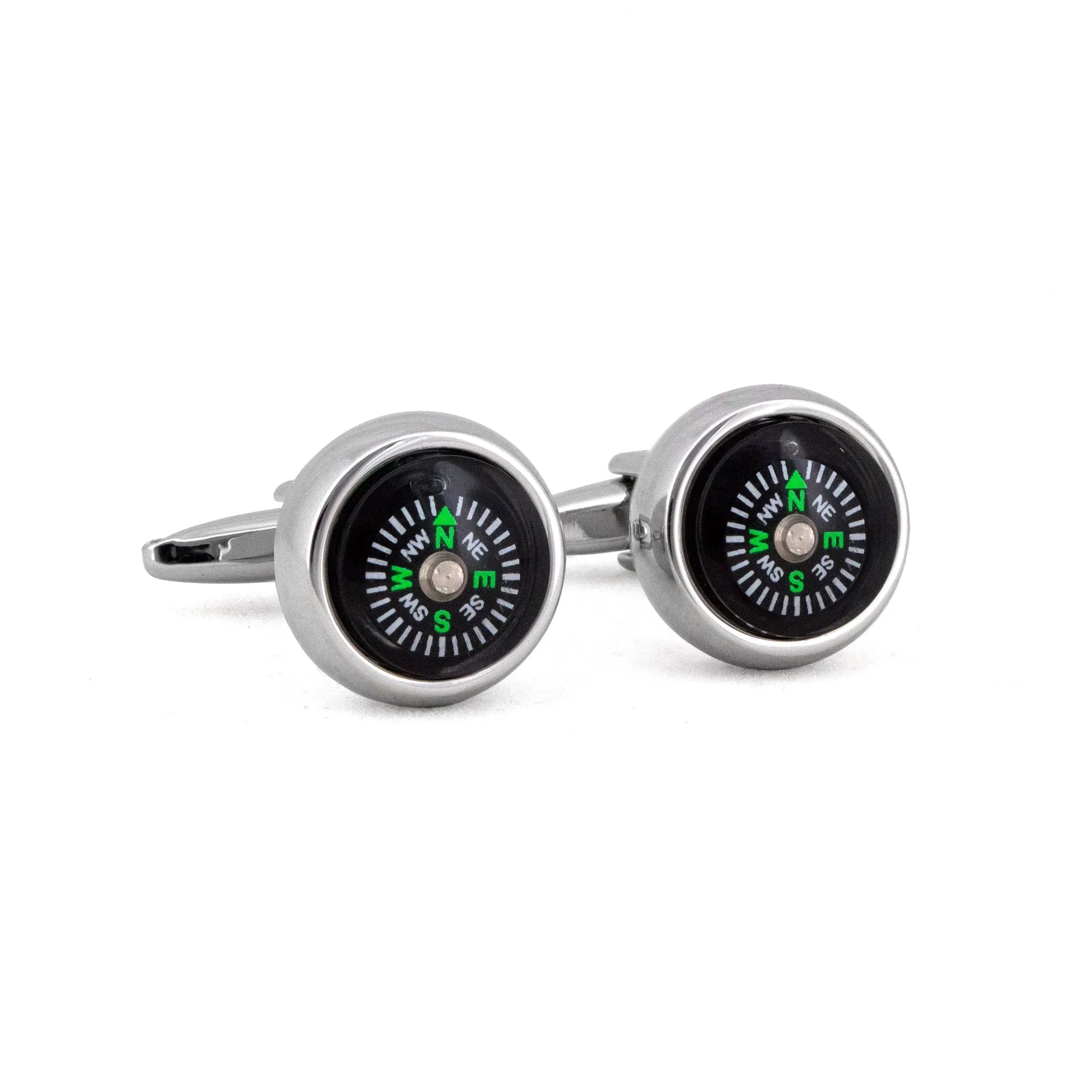 MarZthomson Compass Cufflinks Design Black Base white and Green word (Online Exclusive)