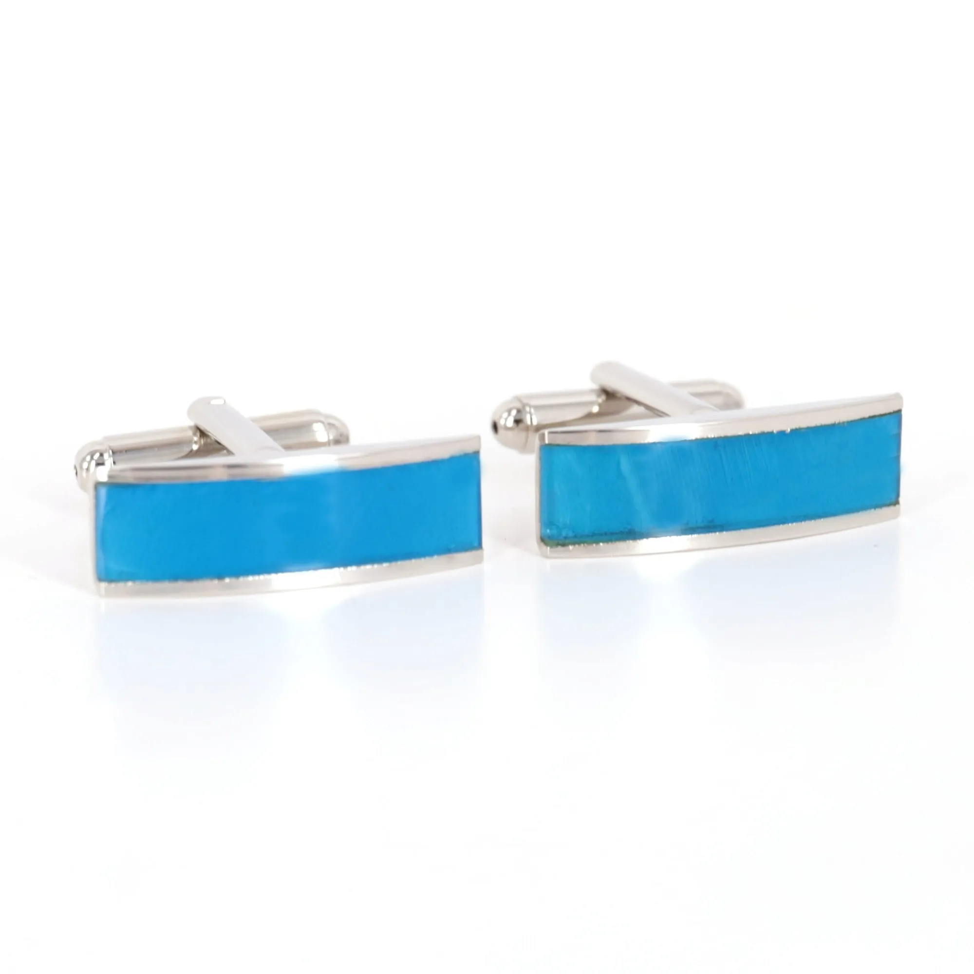Marzthomson Fiber Optic Blue Rectangle Cufflinks (Online Exclusive)