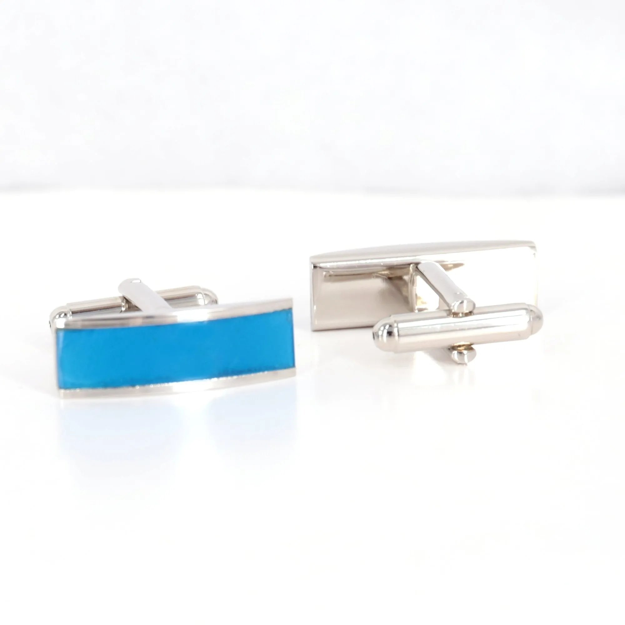 Marzthomson Fiber Optic Blue Rectangle Cufflinks (Online Exclusive)