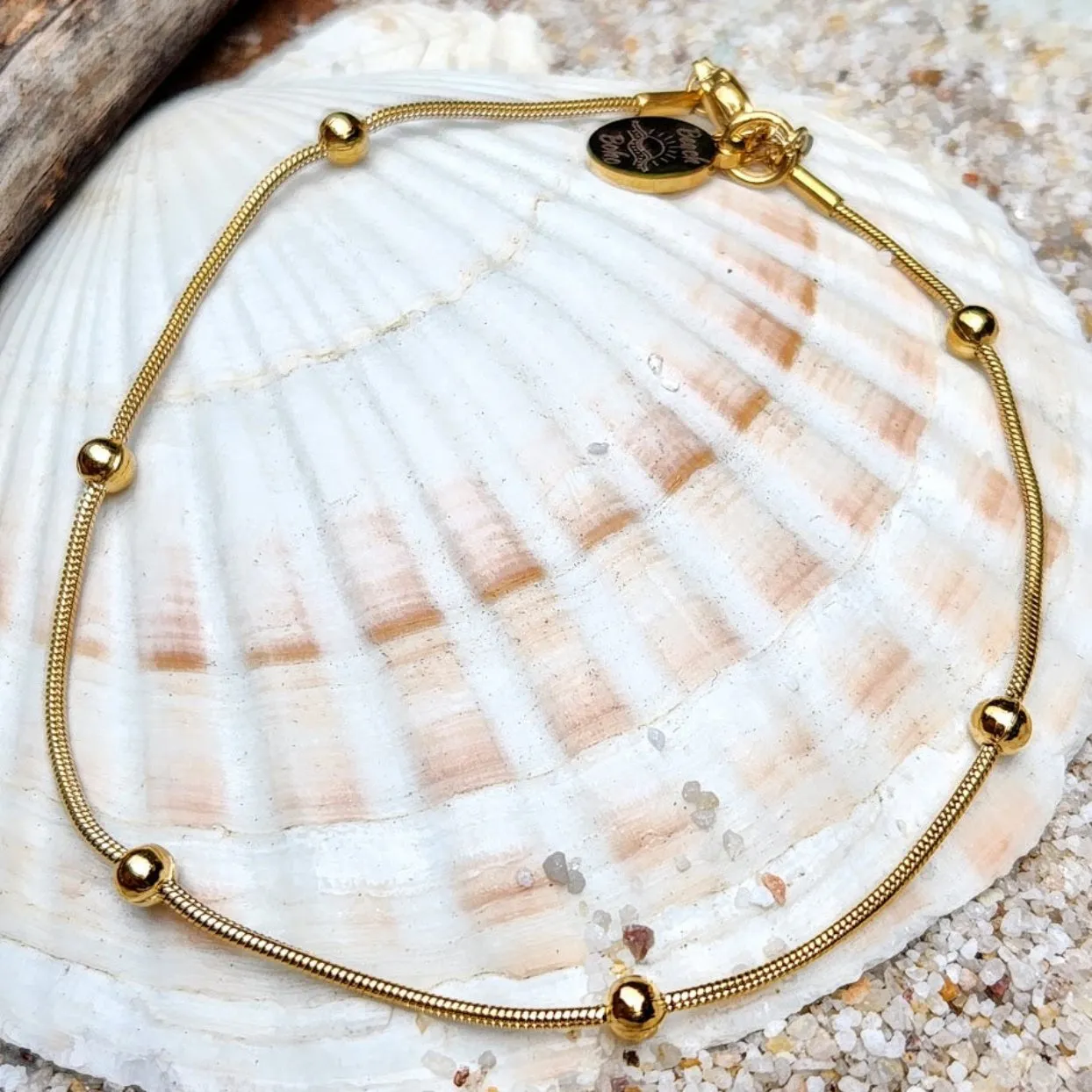 MEDUSA SATELITE - 18K GOLD OR SILVER WATERPROOF BALL SNAKE CHAIN ANKLET