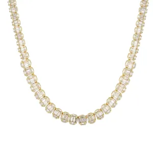 Men's Baguette Link Designer 14K Gold Tone Icy Tennis Chain