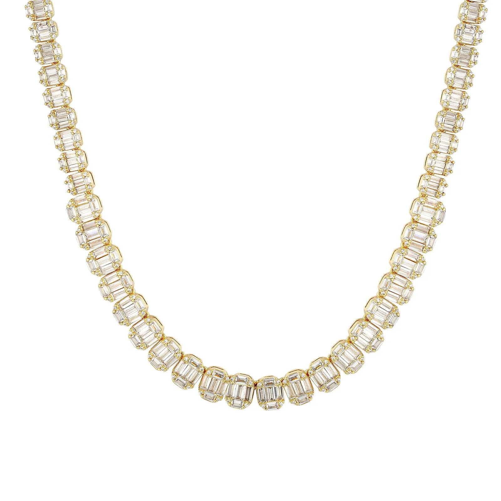 Men's Baguette Link Designer 14K Gold Tone Icy Tennis Chain