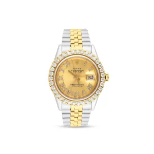 Men's Diamond Watch Rolex DateJust 36mm Two-Tone; Champagne Dial W00924