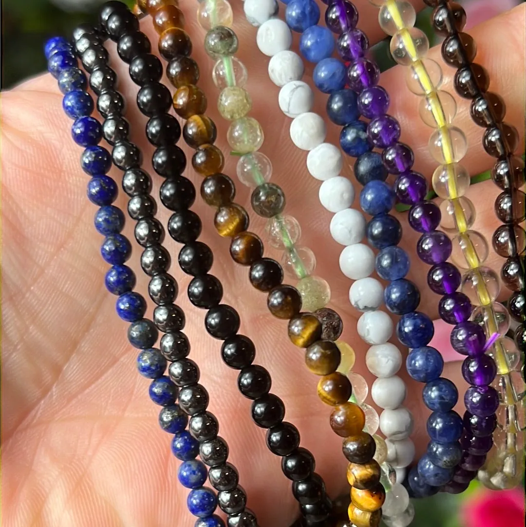 Mens / Larger Delicate - 4mm Bead Bracelet 8/9” or Anklets