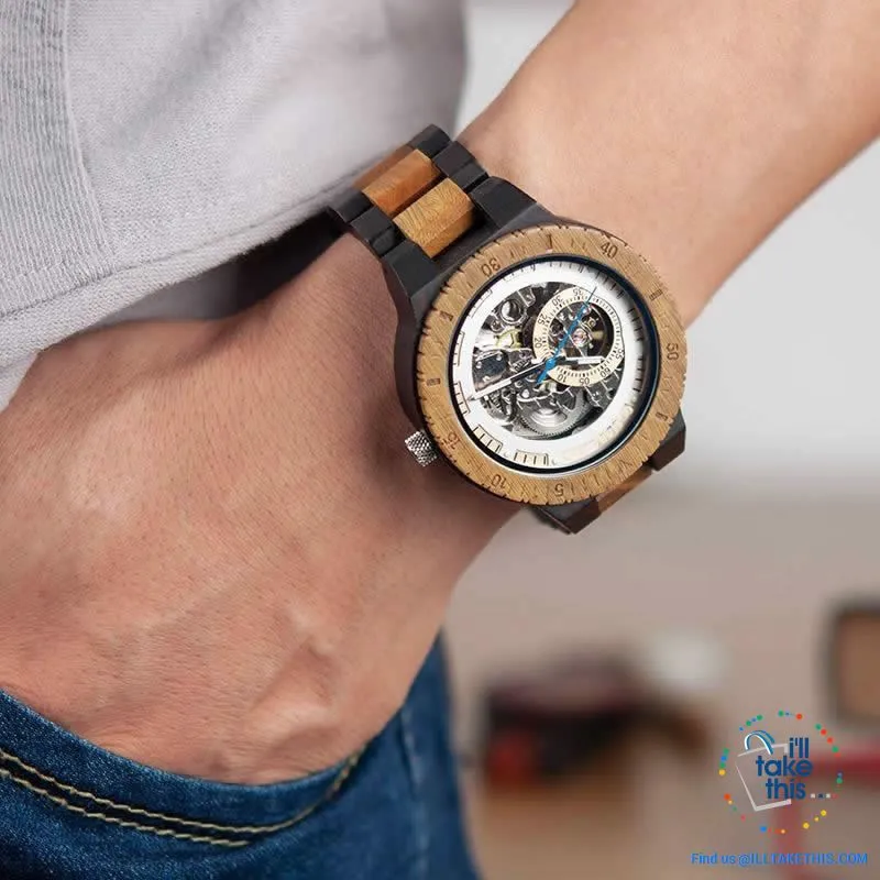 Men's Skeleton Style Wooden Watches - Love the Look!