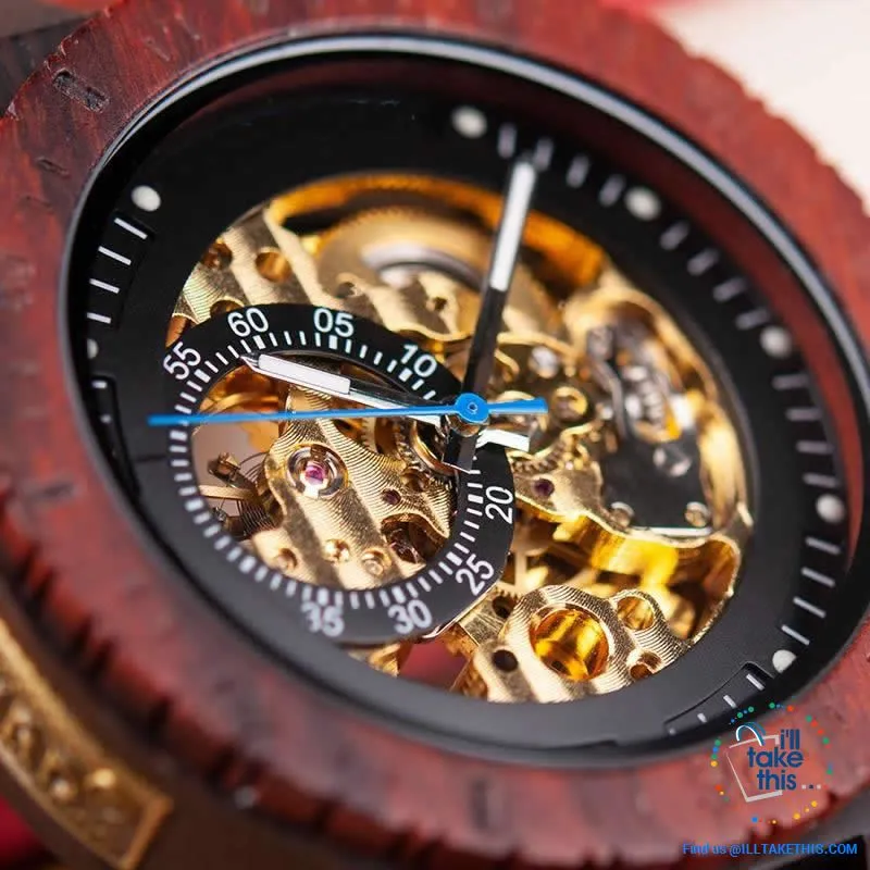 Men's Skeleton Style Wooden Watches - Love the Look!