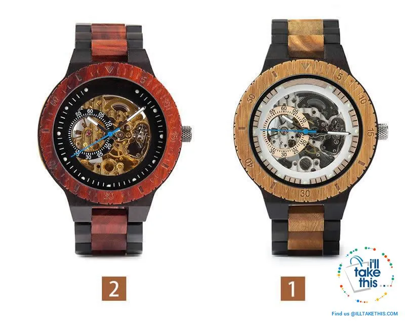 Men's Skeleton Style Wooden Watches - Love the Look!