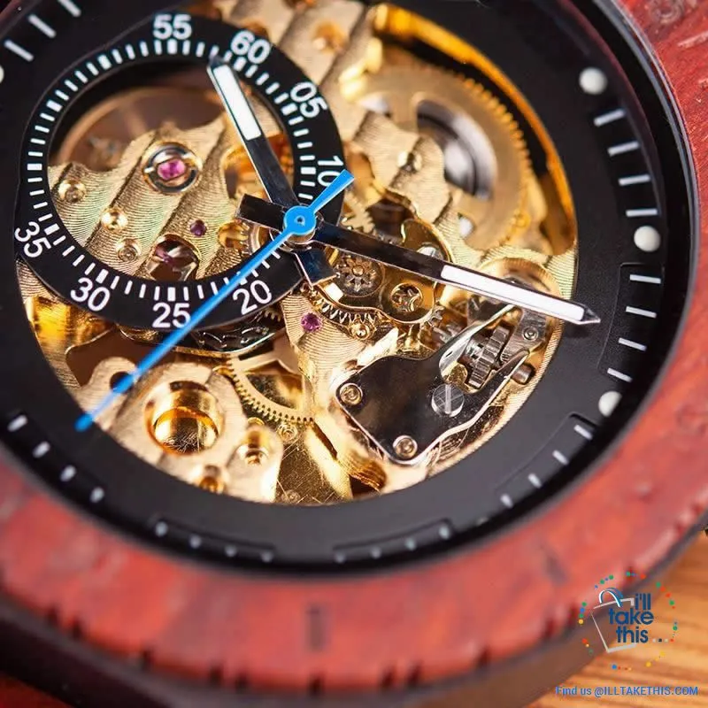 Men's Skeleton Style Wooden Watches - Love the Look!