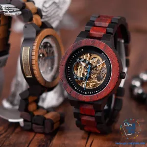 Men's Skeleton Style Wooden Watches - Love the Look!