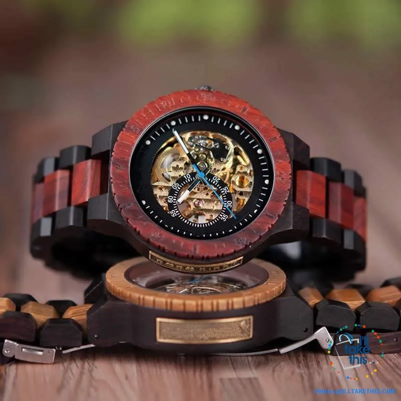 Men's Skeleton Style Wooden Watches - Love the Look!