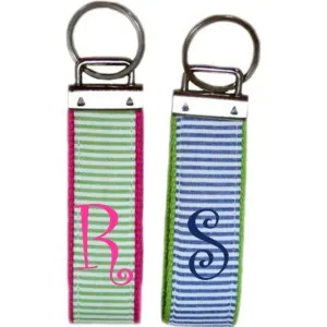 Monogrammed Seersucker Key Chains !!