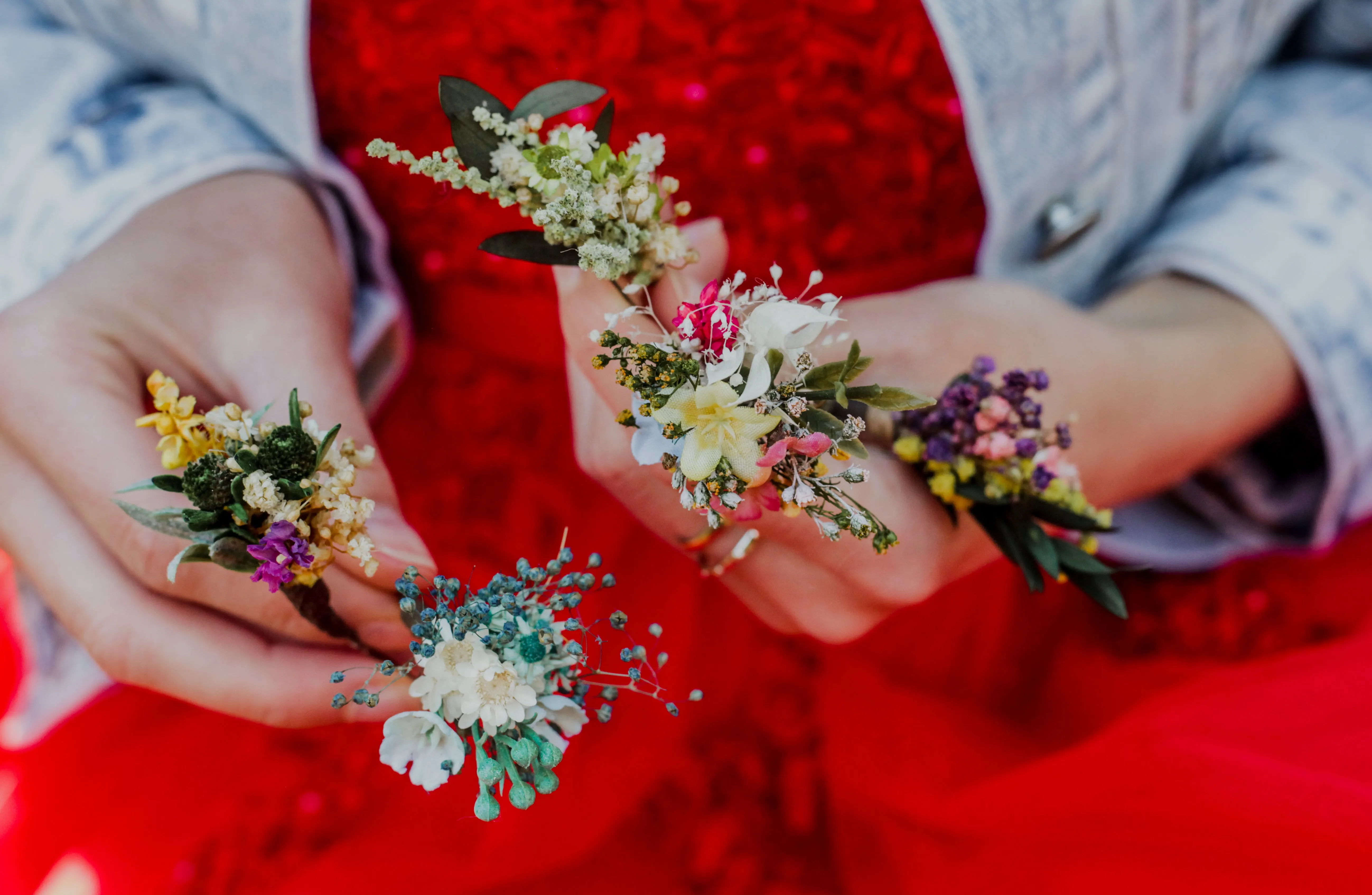 Natural meadow flower hairpins