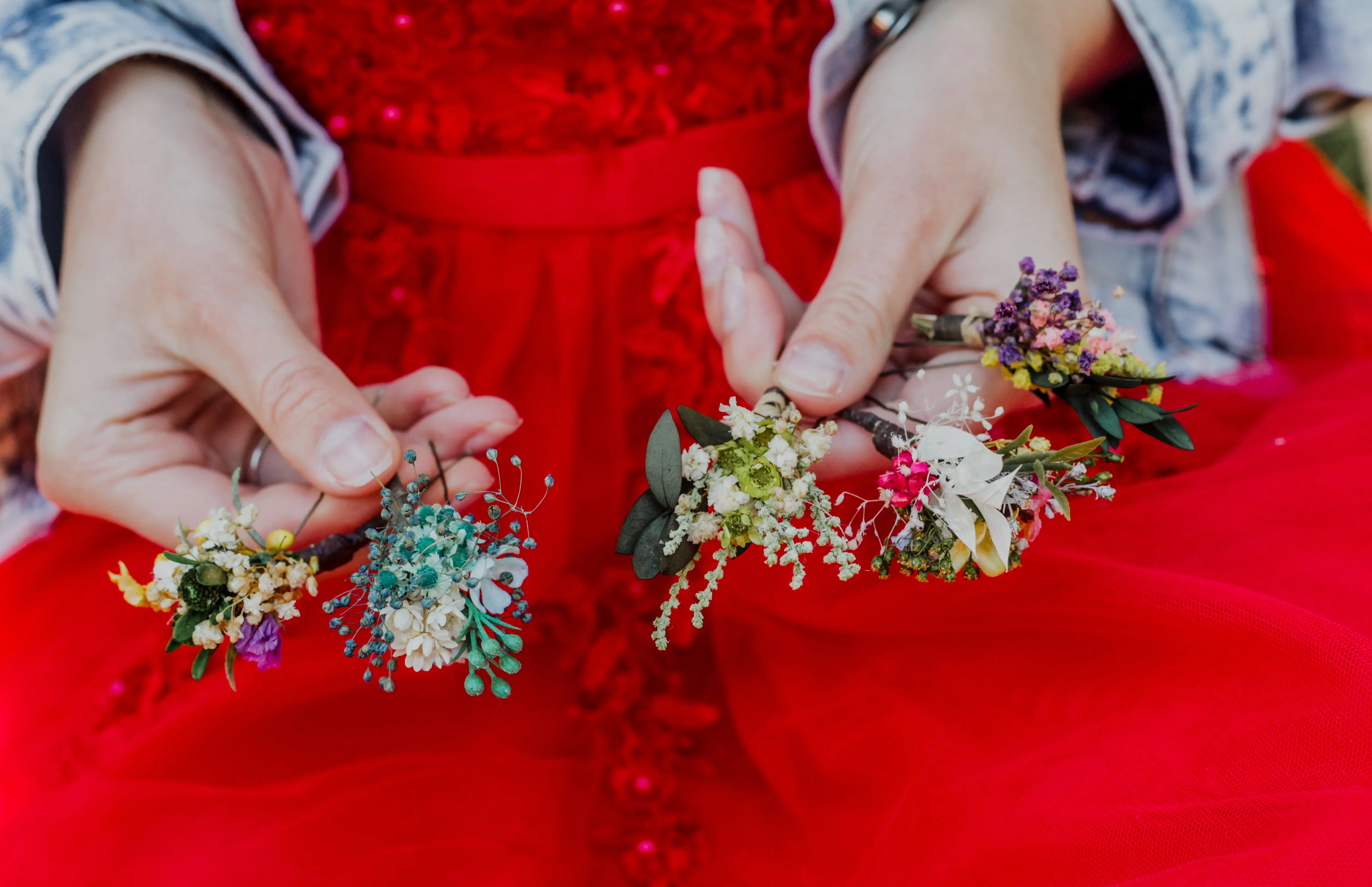 Natural meadow flower hairpins