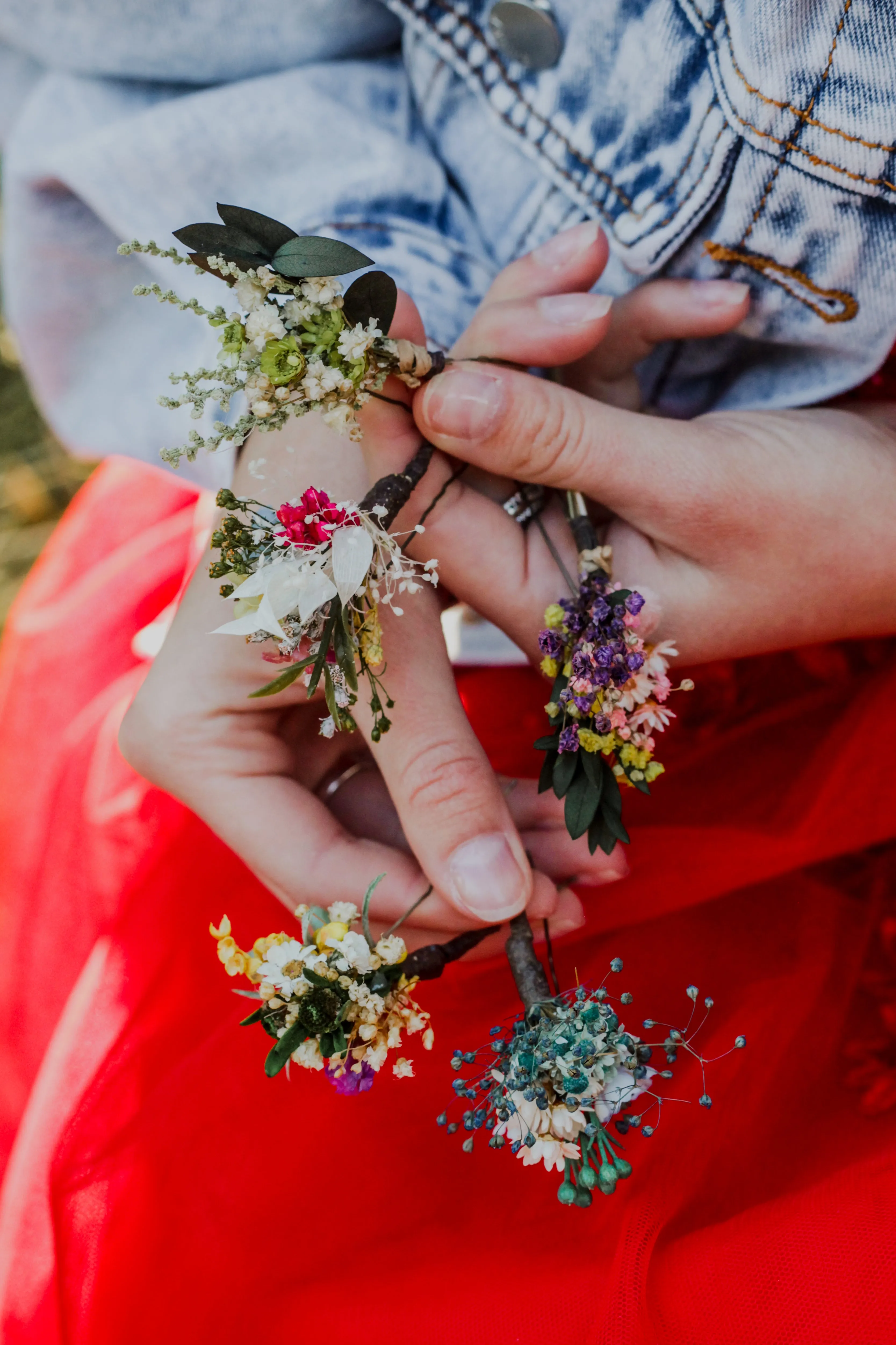 Natural meadow flower hairpins