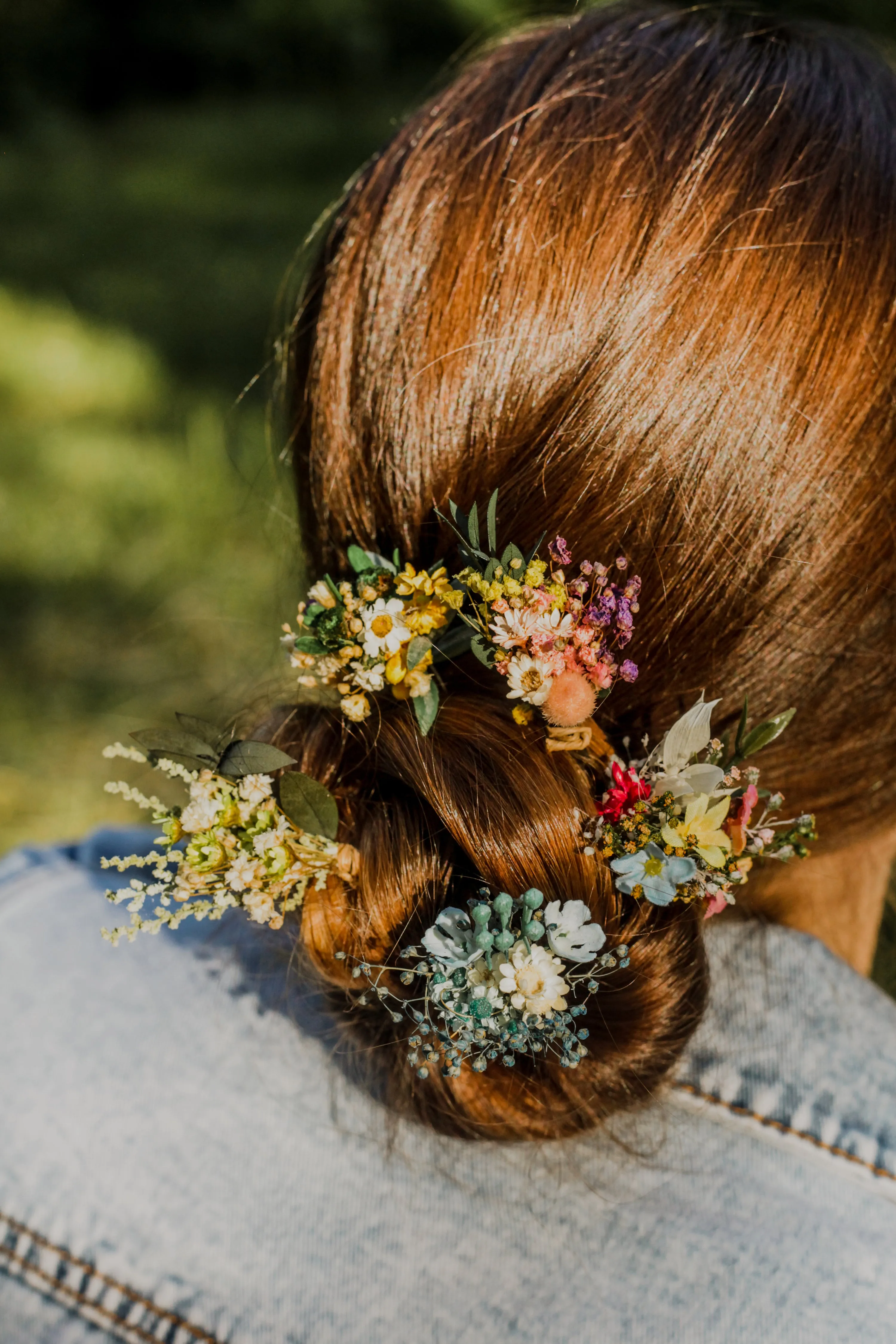 Natural meadow flower hairpins