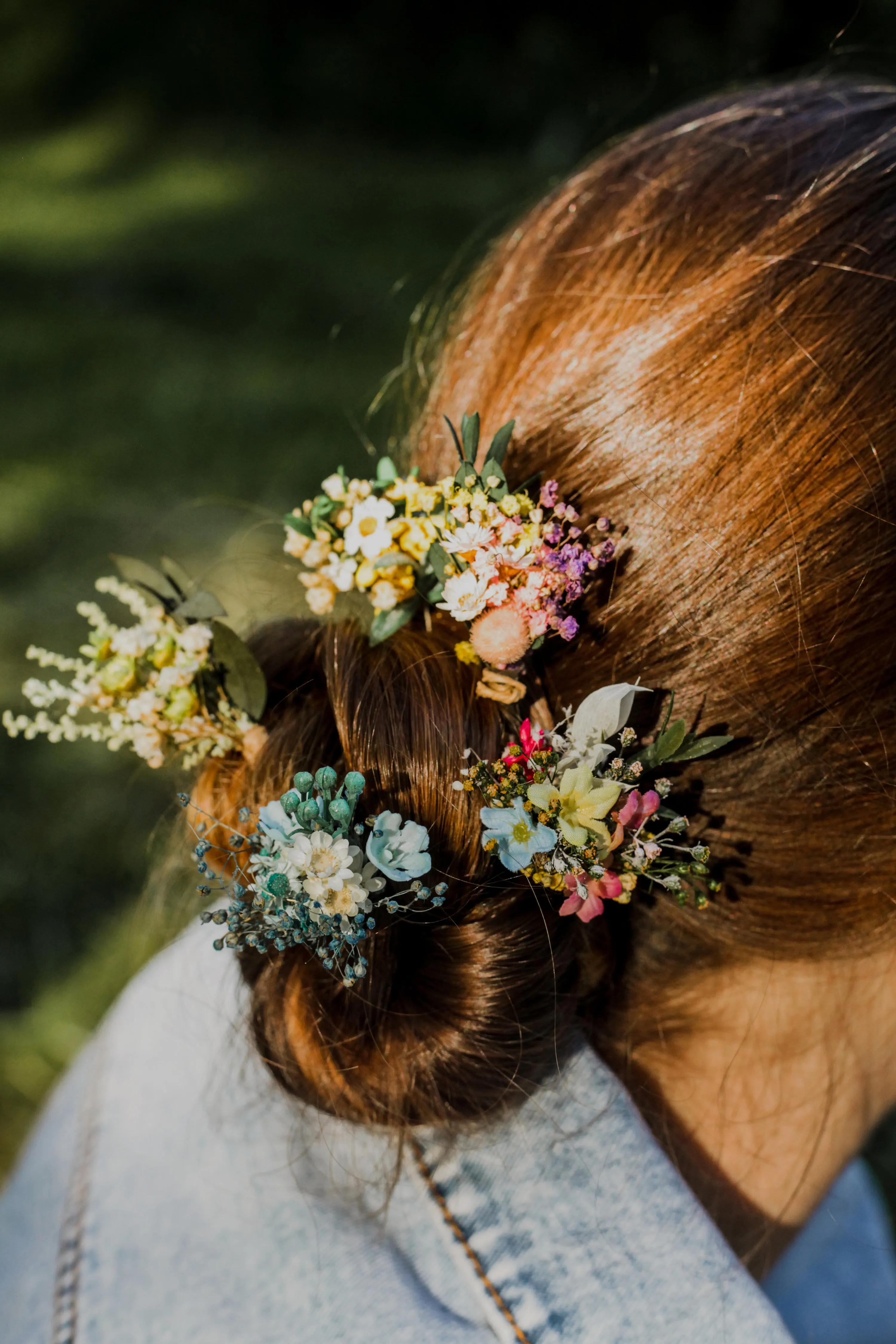 Natural meadow flower hairpins