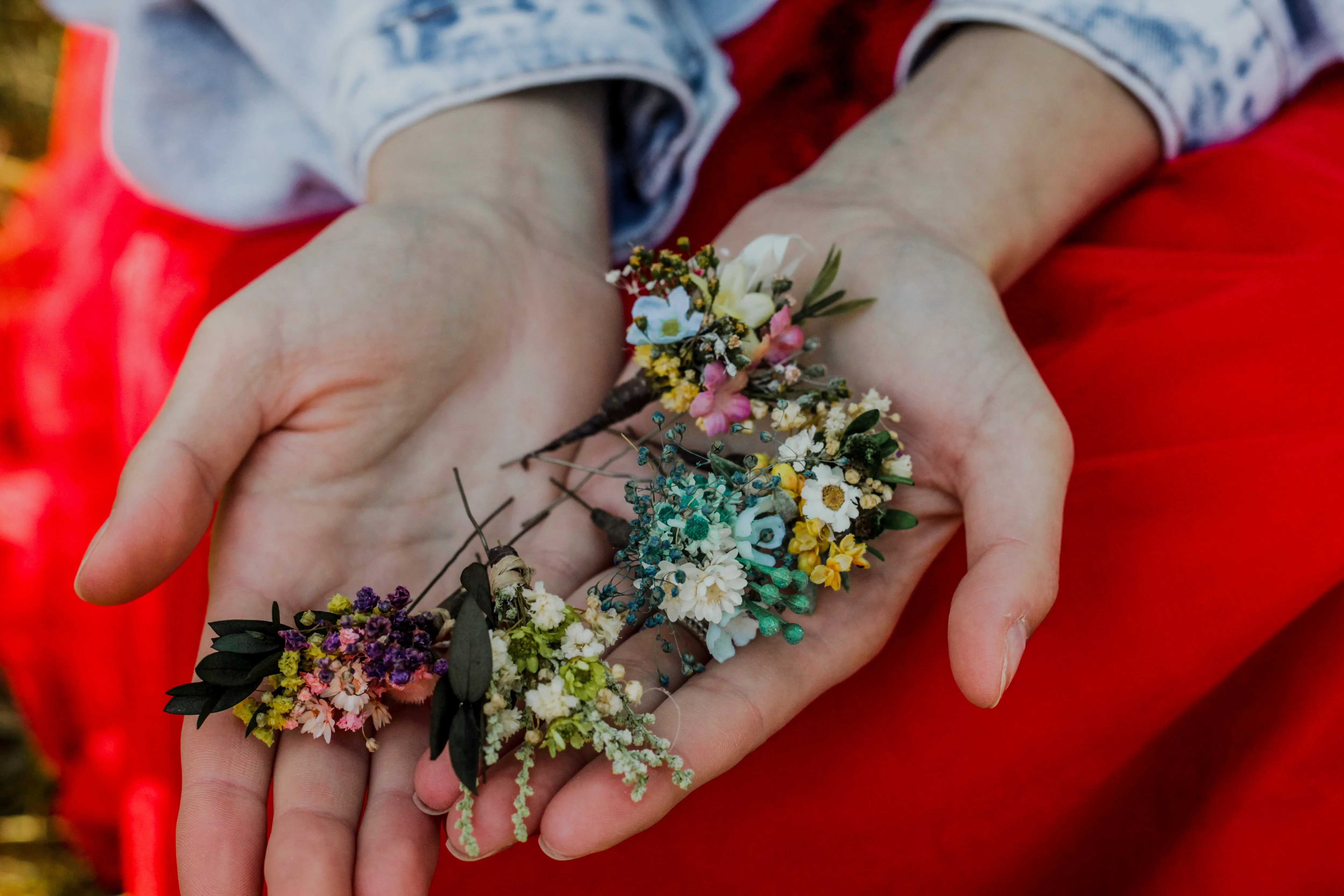 Natural meadow flower hairpins