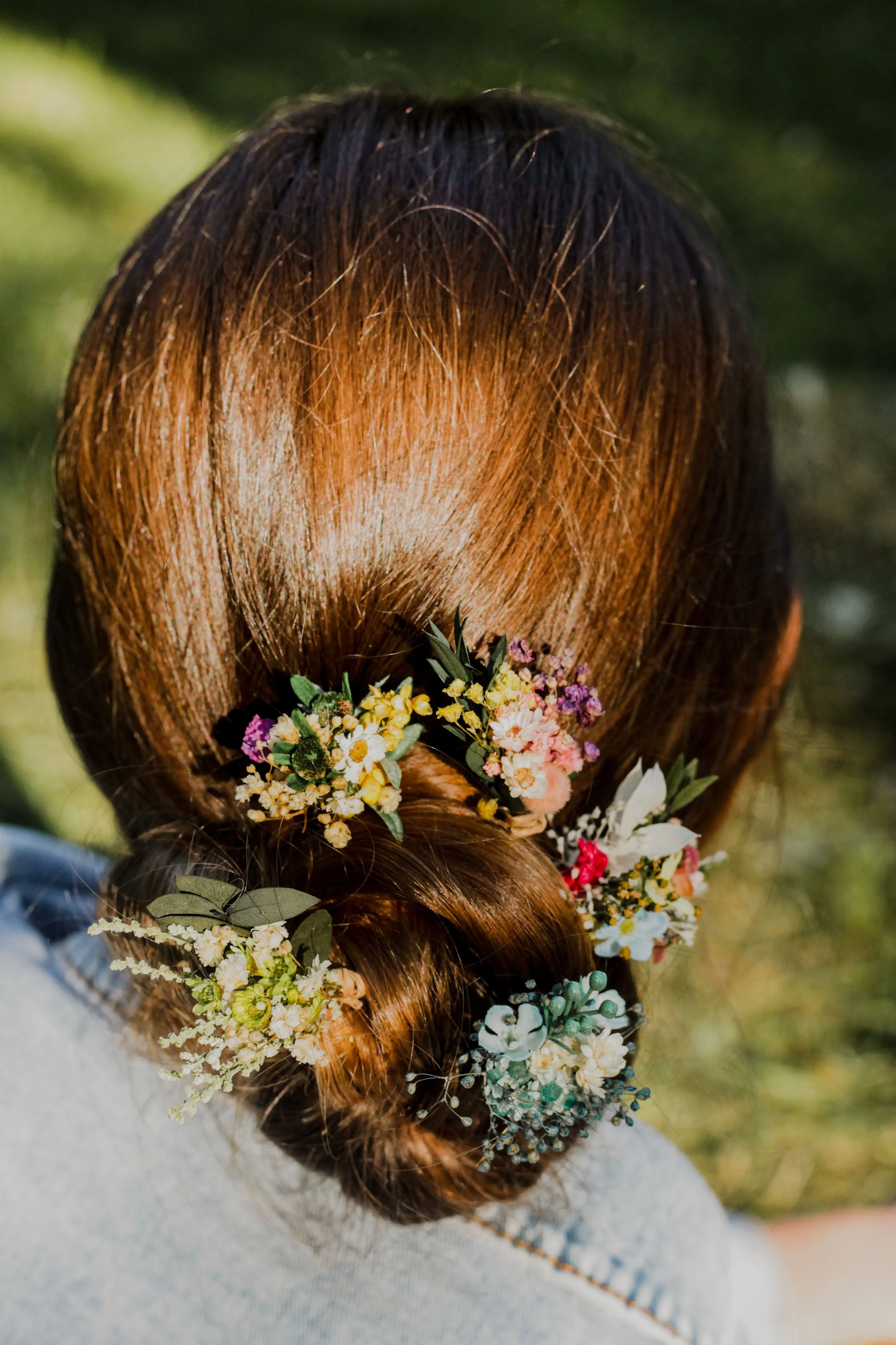 Natural meadow flower hairpins