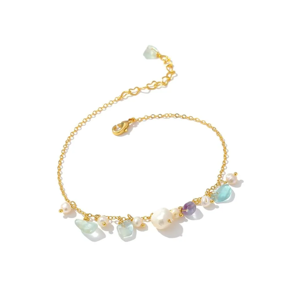 Natural Stone Exquisite Anklets Leg Chain Metal Jewelry for Women