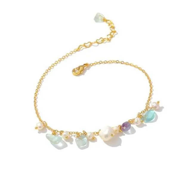 Natural Stone Exquisite Anklets Leg Chain Metal Jewelry for Women